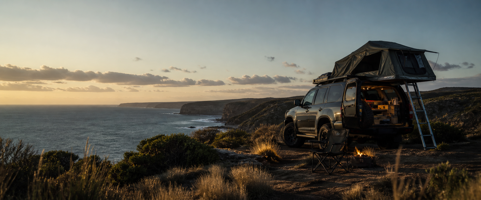 Off-grid campsite on the South Australian coast